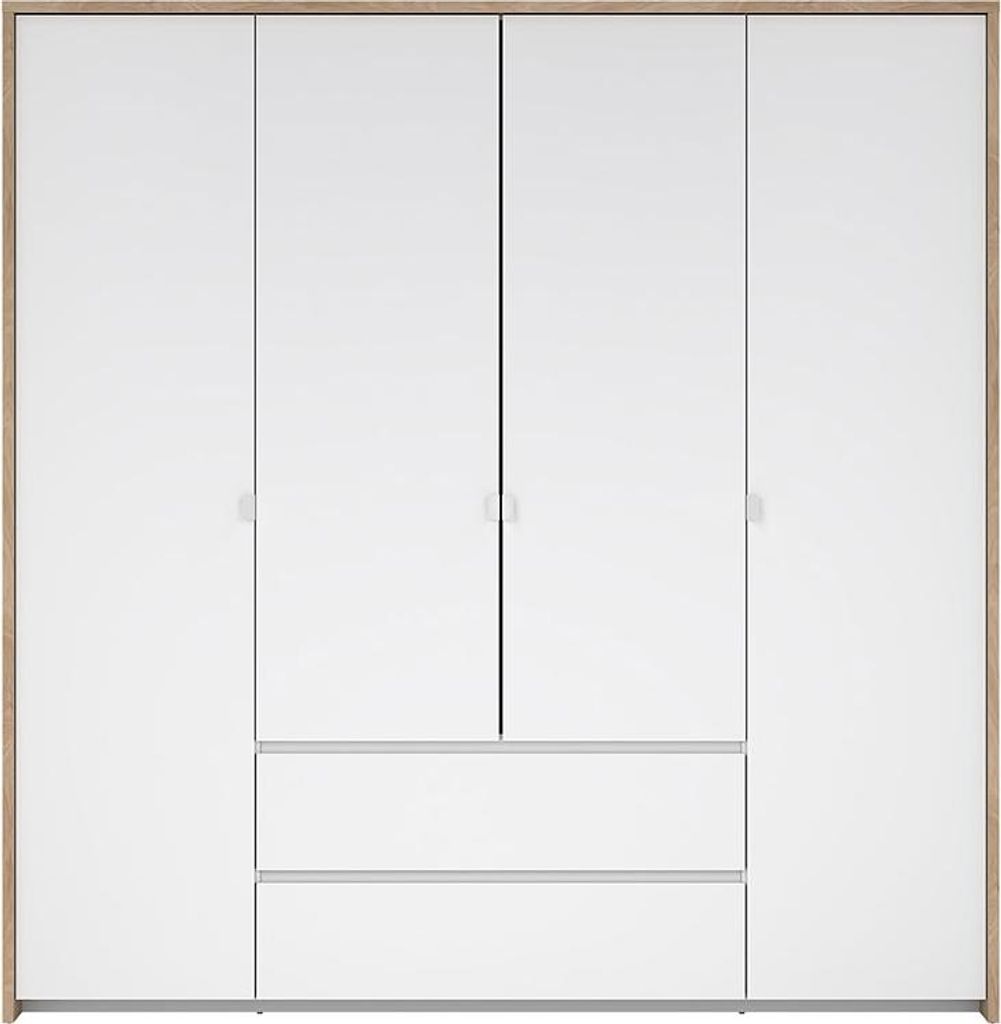 Next Kleiderschrank 4 Türen 2 Schubladen 197x200cm weiß Hochglanz.