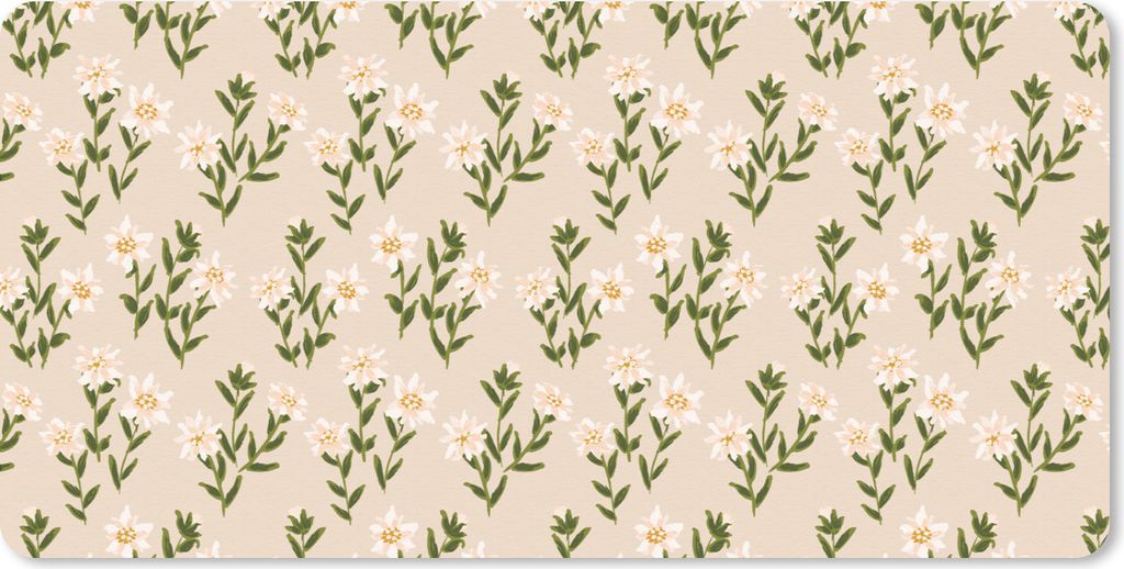 MuchoWow Schreibtischunterlage Edelweiss - Blumen - Muster 80x40 cm - XXL Mauspad - Gaming Mauspad