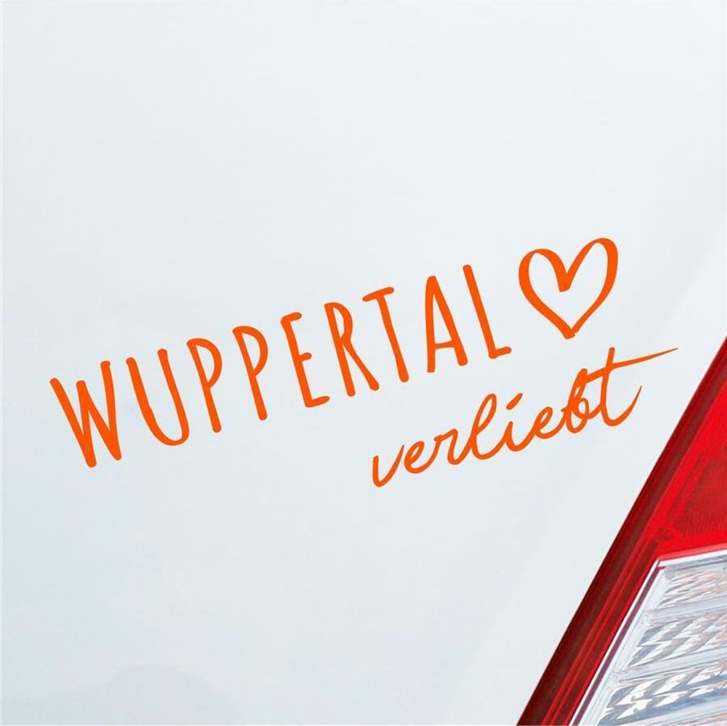 Auto Aufkleber Wuppertal verliebt Herz Stadt Heimat Liebe Car 19x6 cm Orange Sticker Heckscheibenaufkleber