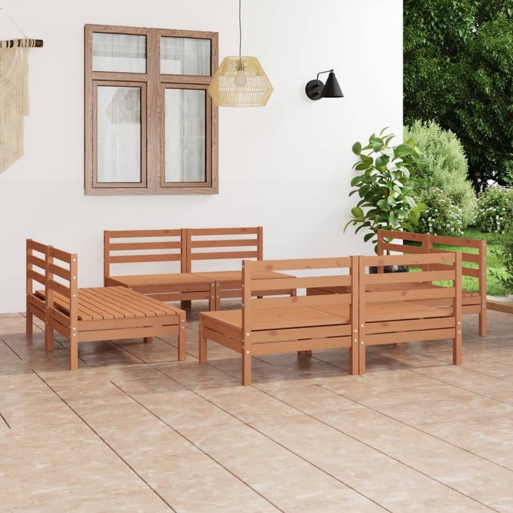 The Living Store 8-tlg. Garten-Lounge-Set Honigbraun Massivholz Kiefer
