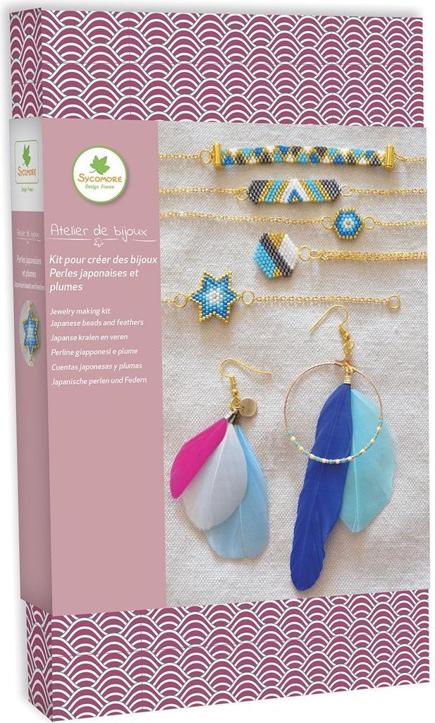 Schmuck Bastelset, SYCOMORE, Japanische Perlen und Federn, Ab 12 Jahren