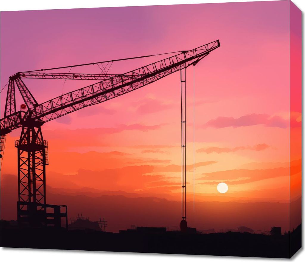 Bild 70x60cm Abendstimmung auf der Baustelle