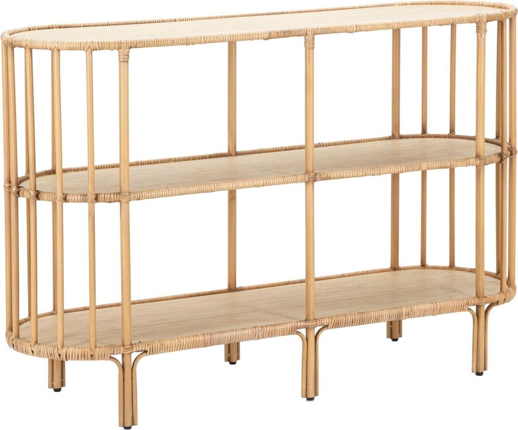 Konsolentisch aus Metall und Rattan mit 3 Ebenen im Boho-Chic Panama