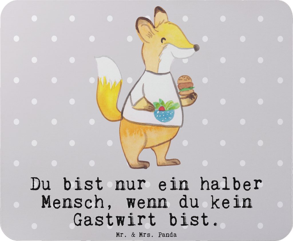 Mr. & Mrs. Panda Mauspad Gastwirt Herz - Grau Pastell - Geschenk, Mouse Pad, Bar, mausteppich, Barkeeper, Kneipe, computermatte, Spruch, laptop, Wi...