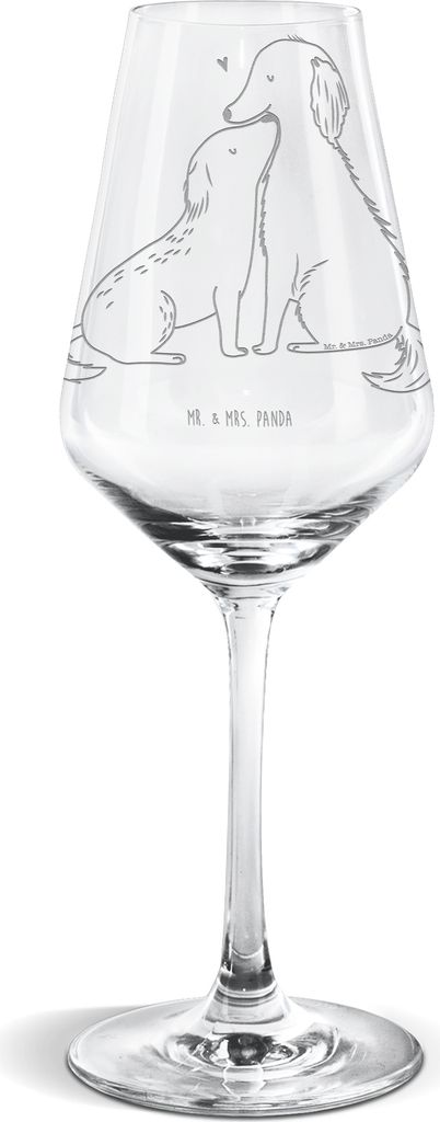 Mr. & Mrs. Panda Weinglas Hunde Liebe - Transparent - Geschenk, Weißweinkelch, Hund, Für Weißwein, Sprüche, Herz, Glas, wein, Kuss, Verliebt