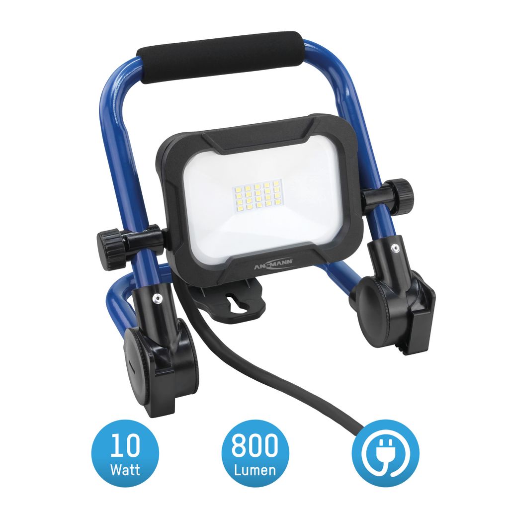 ANSMANN Baustrahler LED 10W – Baustellen Lampe, Bau Leuchte, IP54 wetterfest