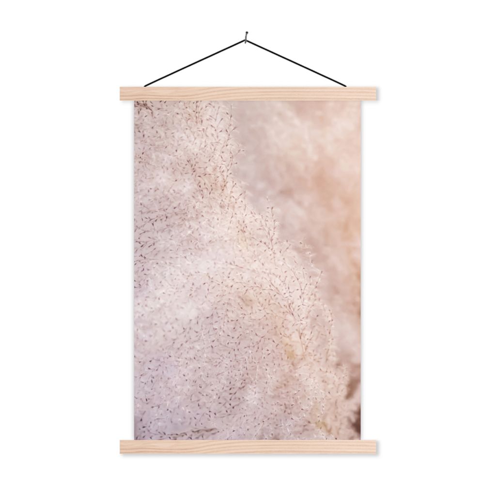 MuchoWow Textilposter Pampasgras - Struktur - Pflanzen - Natur 60x90 cm mit holzfarbenen Rahmen - Textil