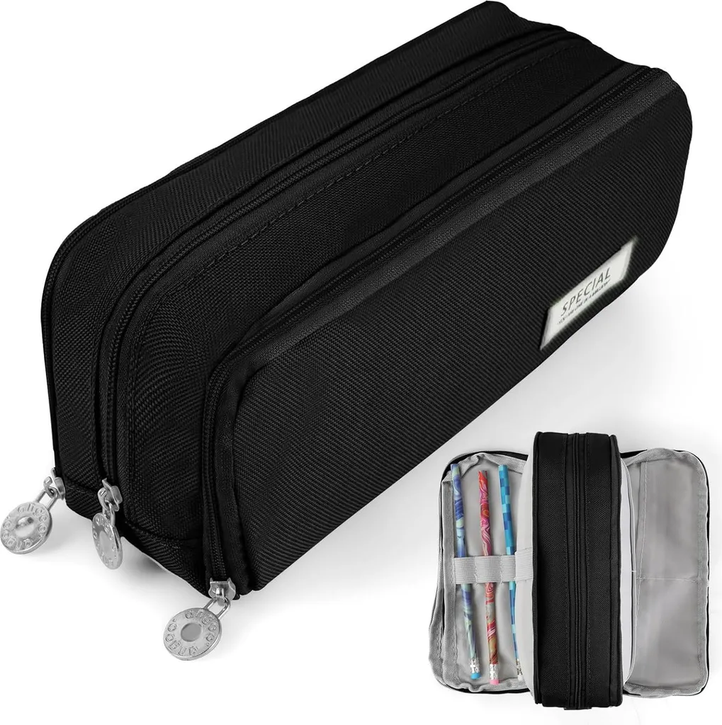 Trousse maquillage noire multi-compartiments à haute capacité de rangement