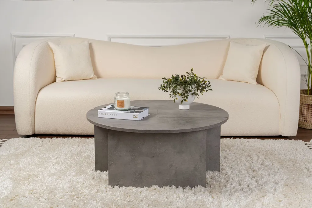 Skye Decor Moira Table Basse Carrée Gris Béton en Mélamine 90x90 cm - 4