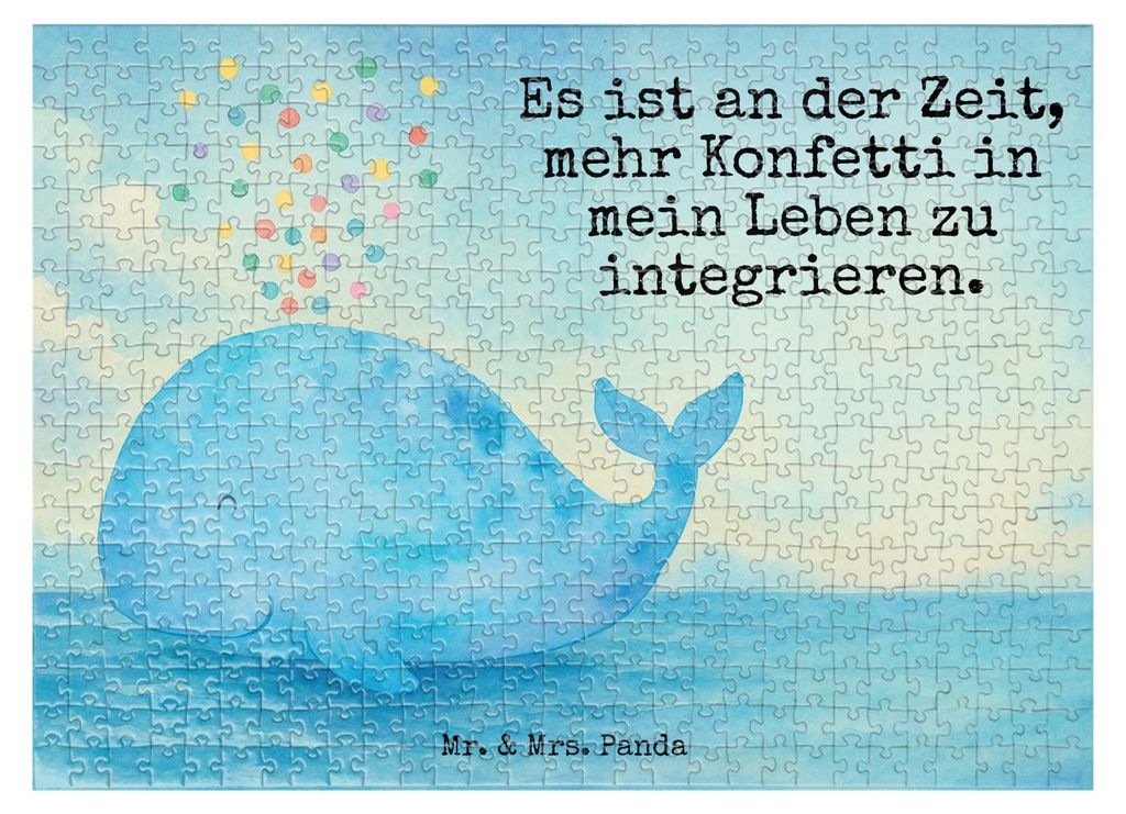Mr. & Mrs. Panda Puzzle Wal Konfetti Design 551 Teile - Weiß - Geschenk, 300, Geburtstag, Abnehmen, 500, Wale, Meer, Geduldspiel, Puzzlespiel, Tre...
