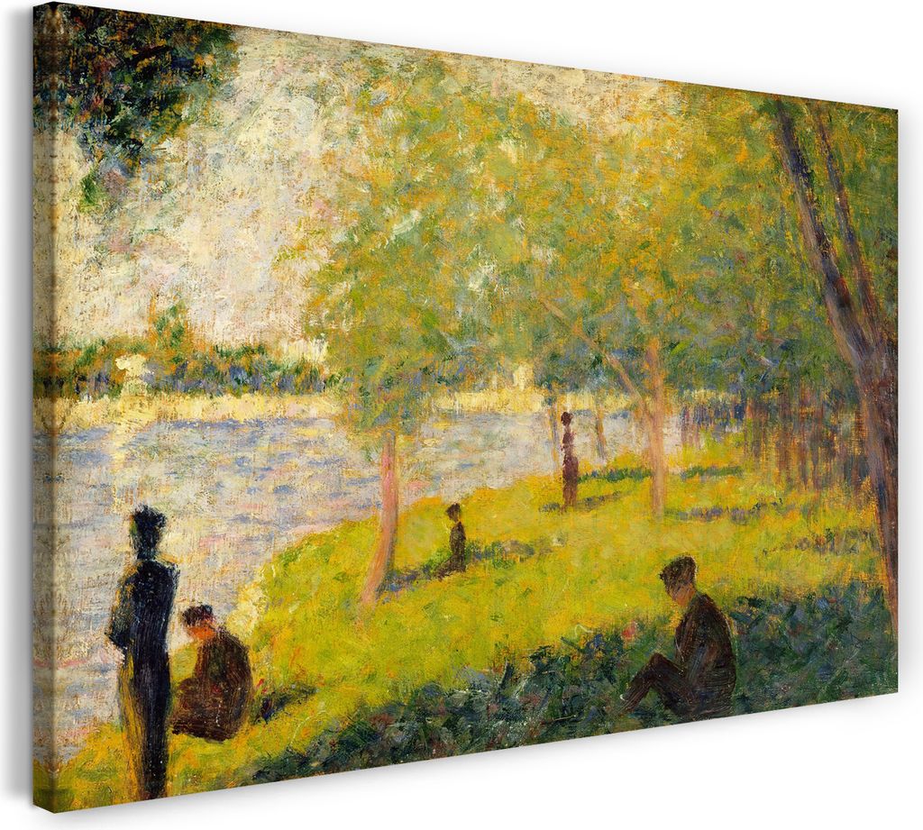 Leinwandbild (120x80cm): Georges Seurat - Studie für "Ein Sonntag an der Grande Jatte", echter Holz-Keilrahmen inkl. Aufhänger, handgefertigt in ...