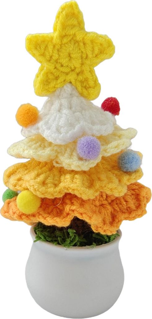 Weihnachtsschmuck aus Garn, leuchtende Farben, sternförmiger Weihnachtsbaum, gestrickte Baumdekoration, Heimparty, festlicher Akzent