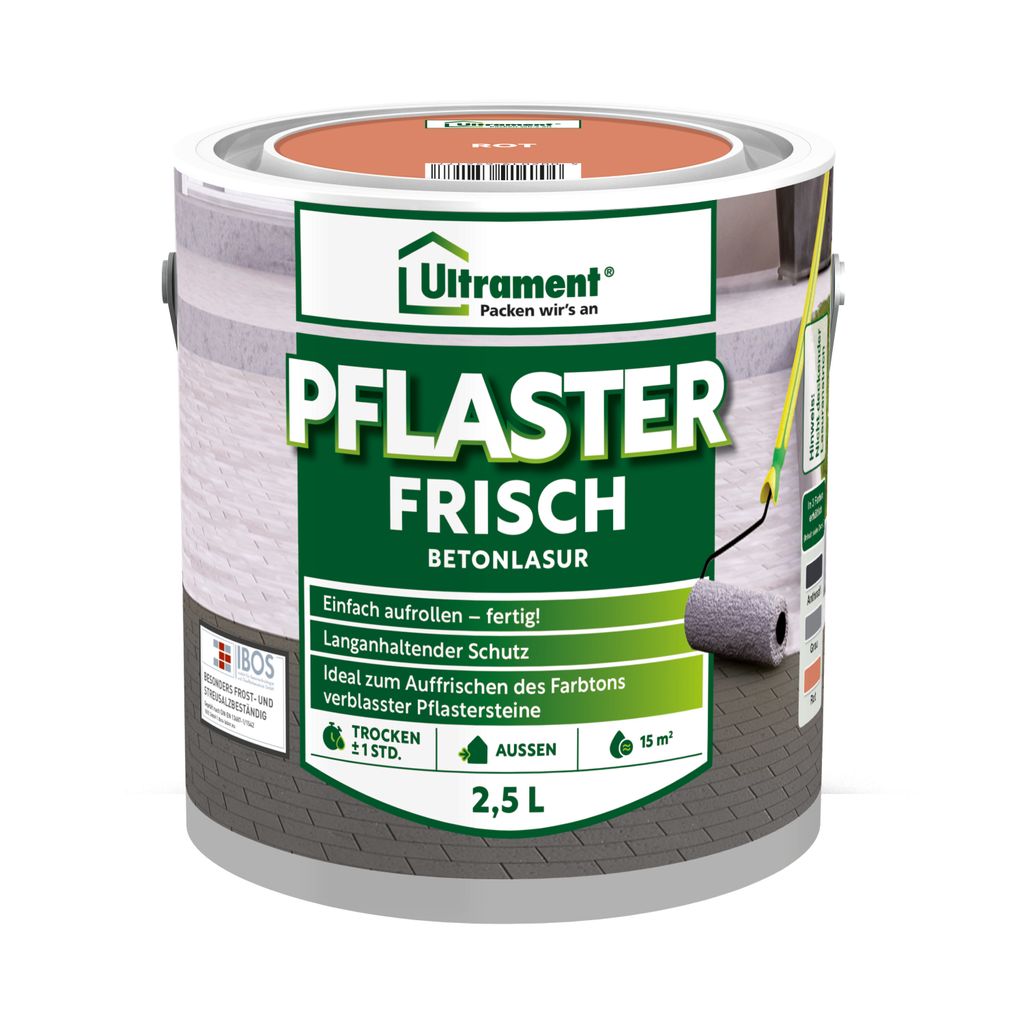 Ultrament Pflaster Frisch Betonlasur - Rot, 2,5 Liter: Produktbild 