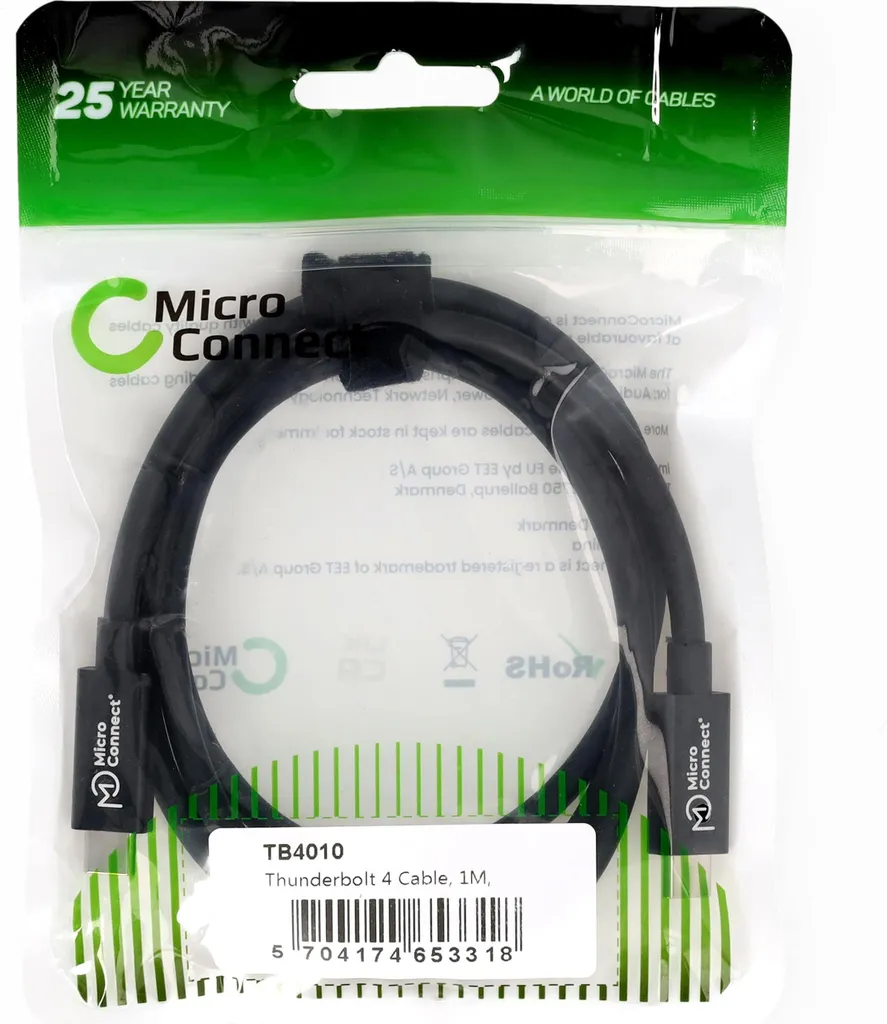 Câble USB-C 100W Thunderbolt 4 MicroConnect 8K 60Hz Noir Longueur 1m - 3