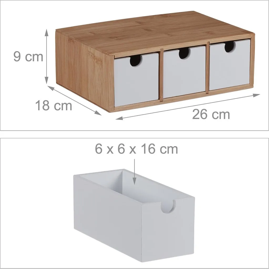 Fini le désordre avec ce caisson à tiroirs en bambou 3 compartiments - 4