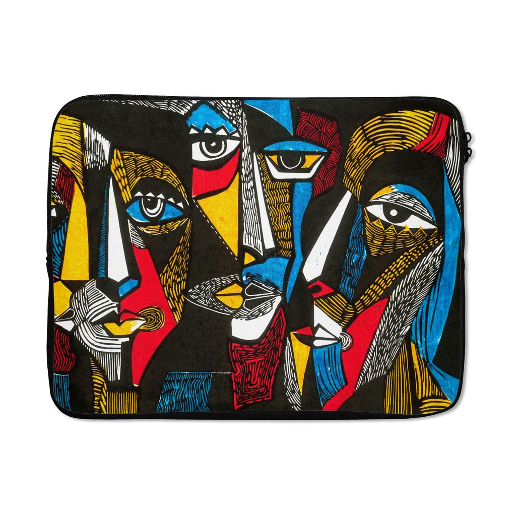 MuchoWow Laptop Hülle 17 Zoll Laptoptasche Malerei - Ölgemälde - Kubismus - Zipper - Schutzabdeckung