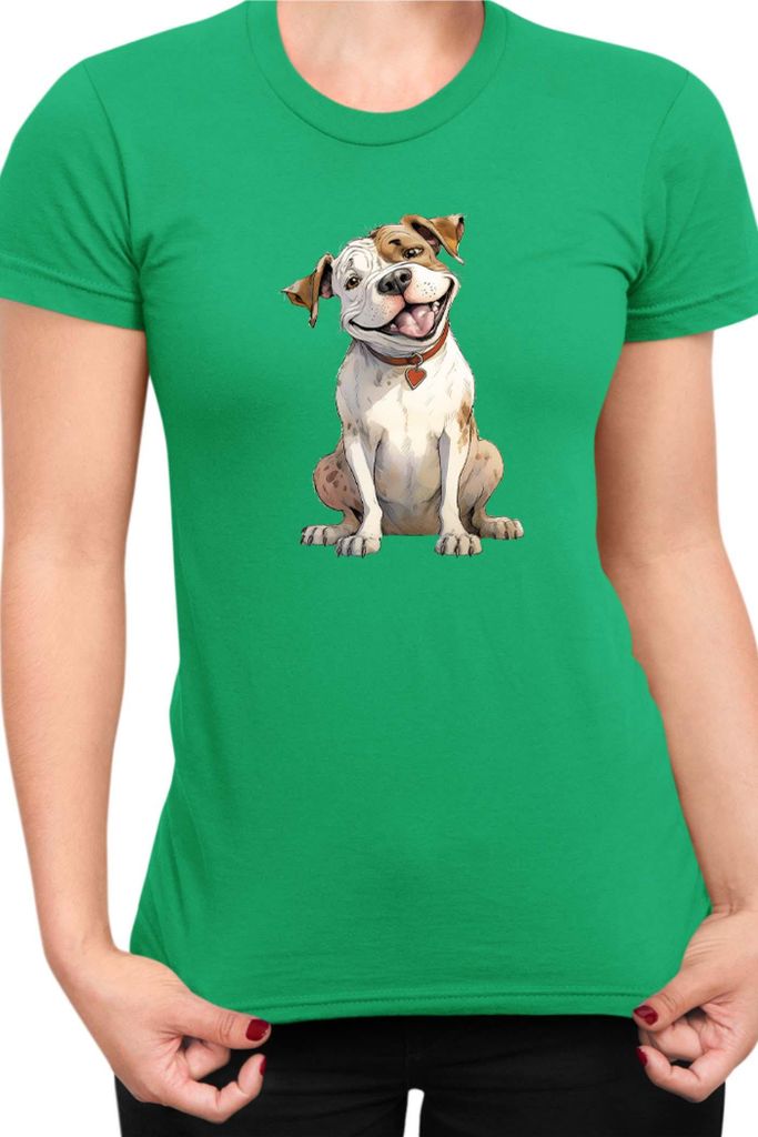 Damen T-Shirt Funny Dogs Breeds American Bulldog Breed Dog Breed, Lady M / Grün