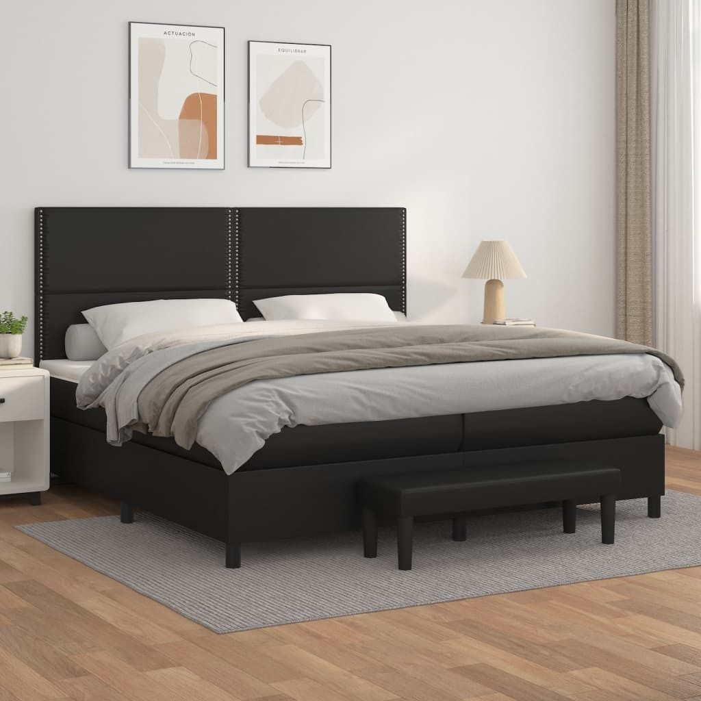 Maison Exclusive - Boxspringbett mit Matratze Schwarz 200x200 cm Kunstleder