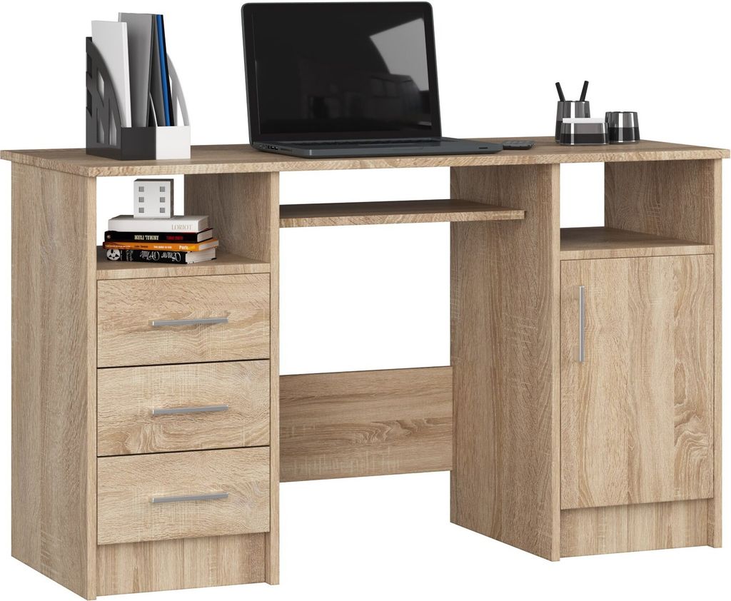 PC-Schreibtisch AKORD ANA Sonoma-Eiche mit 3 Schubladen Produktbild 1