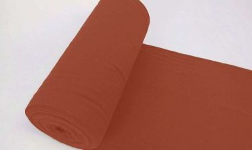 Bündchenstoff LUC Oxidrot, Uni 270 g/m², Strickschlauch glatt/fein, 35cm Schlauch, Meterware