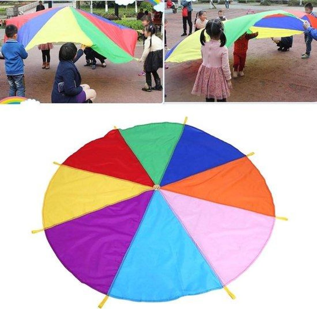 Multikolor-Parachutenspiel für Kinder, 8 Griffhände, 2m Durchmesser