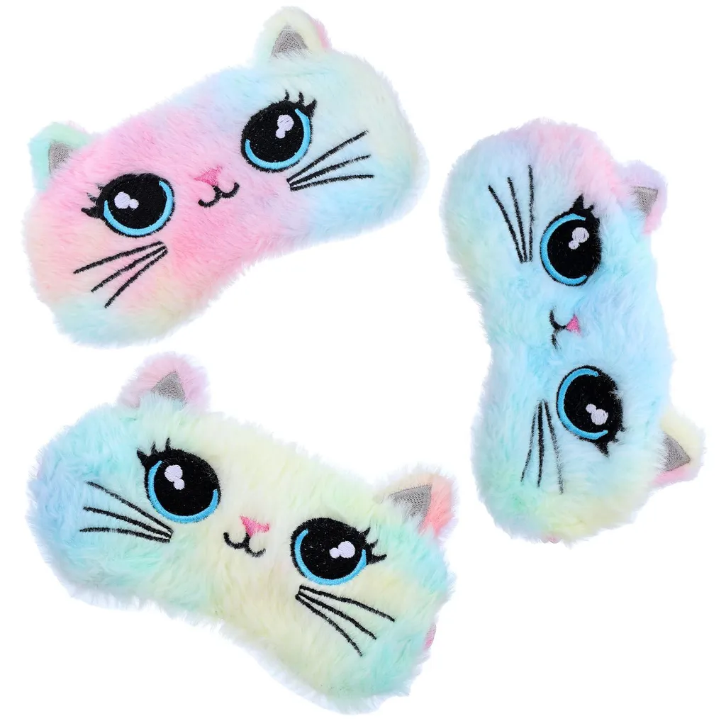 Masque de sommeil occultant 3D en peluche, lot de 3 pour un noir pur