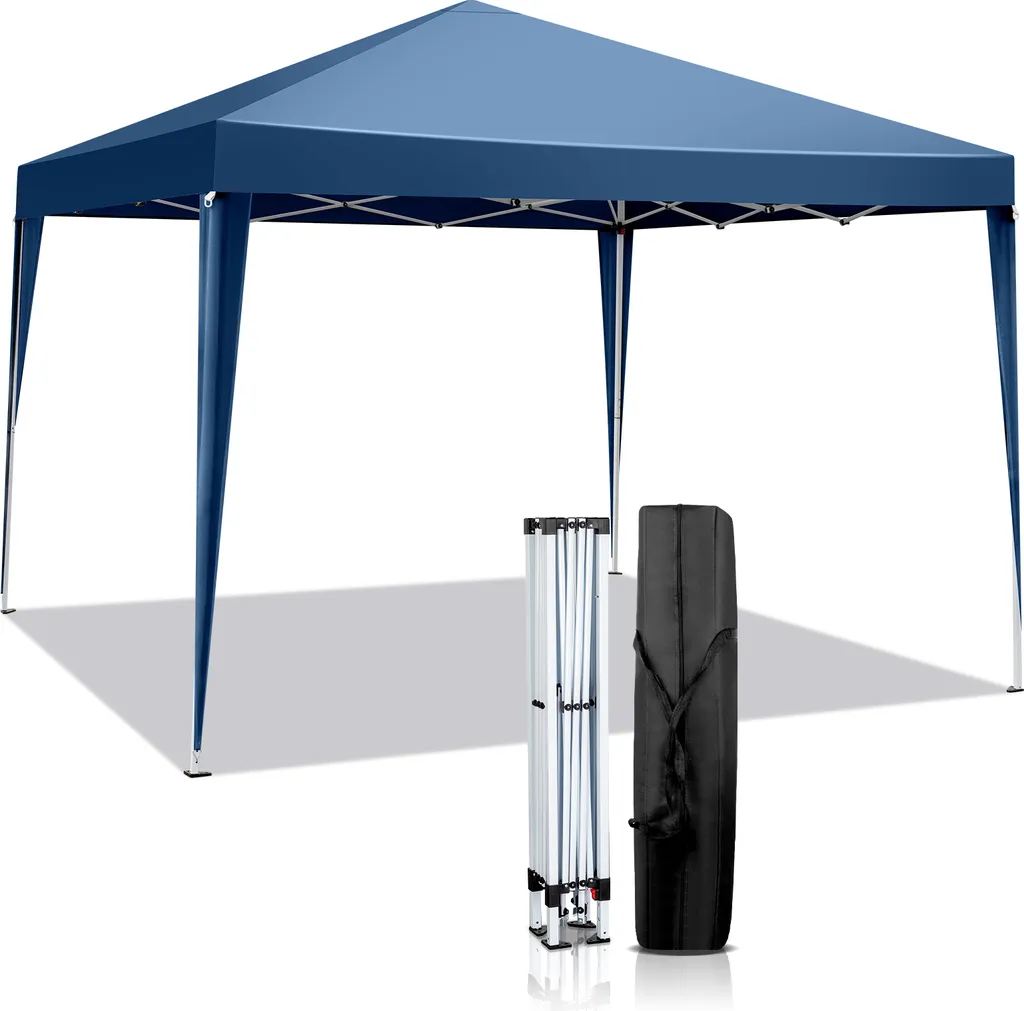 FCH Tente de Jardin 3x3m Pop Up Pavillon Bleu Protection UV50+ Étanche