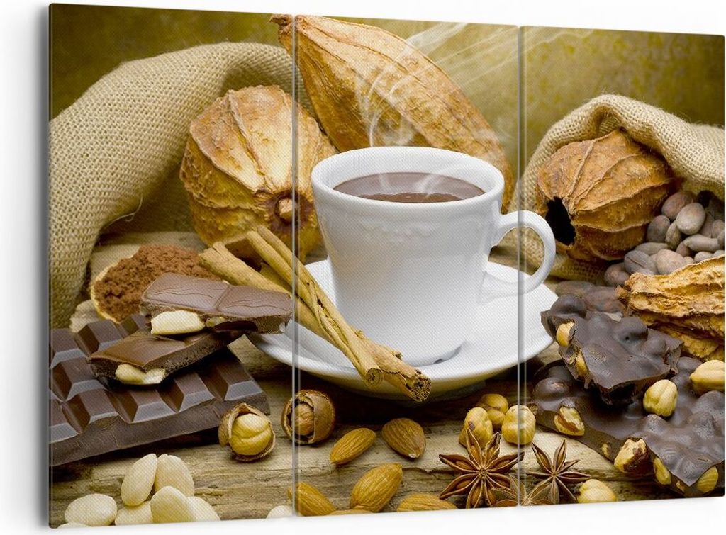 Bild auf Leinwand - Leinwandbild - Tasse Schokolade trinken Kakao - 165x110cm - Wand Bild - Wanddeko - Leinwanddruck - Bilder - Kunstdruck - Leinwa...