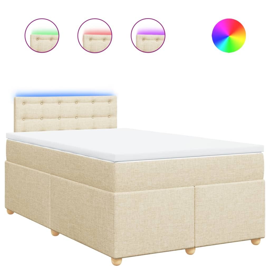 vidaXL Boxspringbett mit Matratze Creme 120x200 cm Stoff