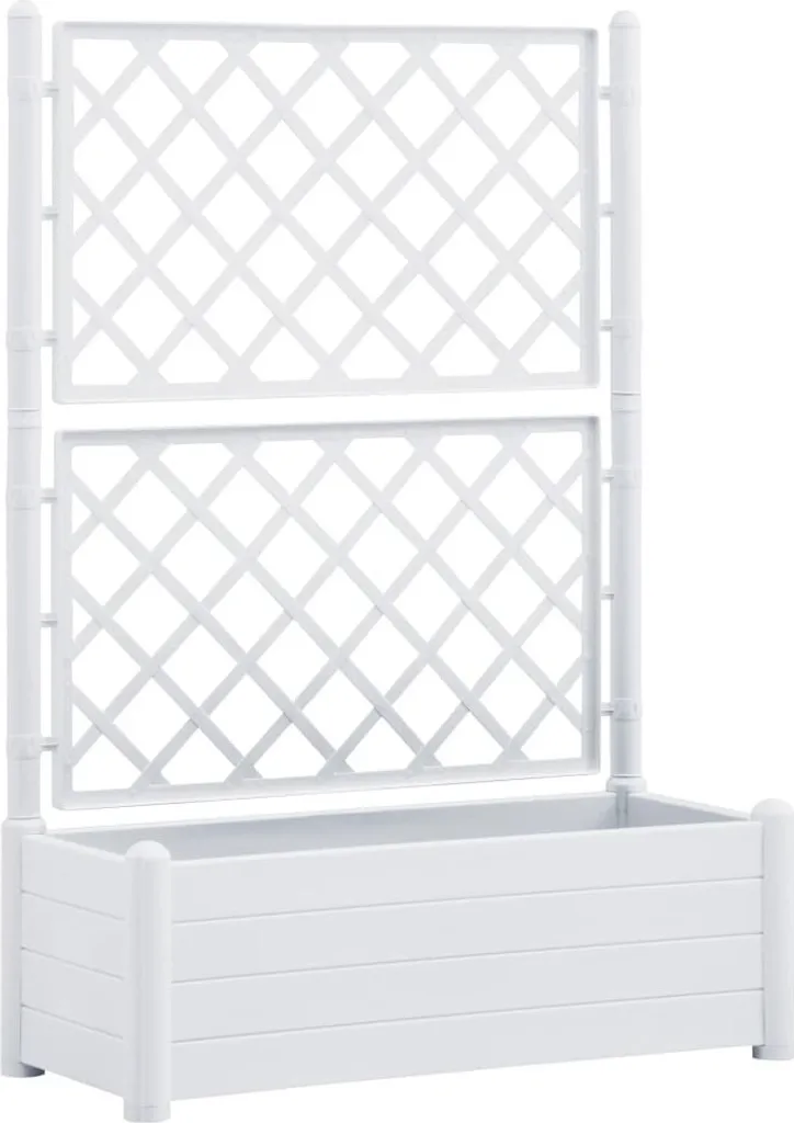 Support plantes grimpantes blanc avec bac intégré pour petit balcon