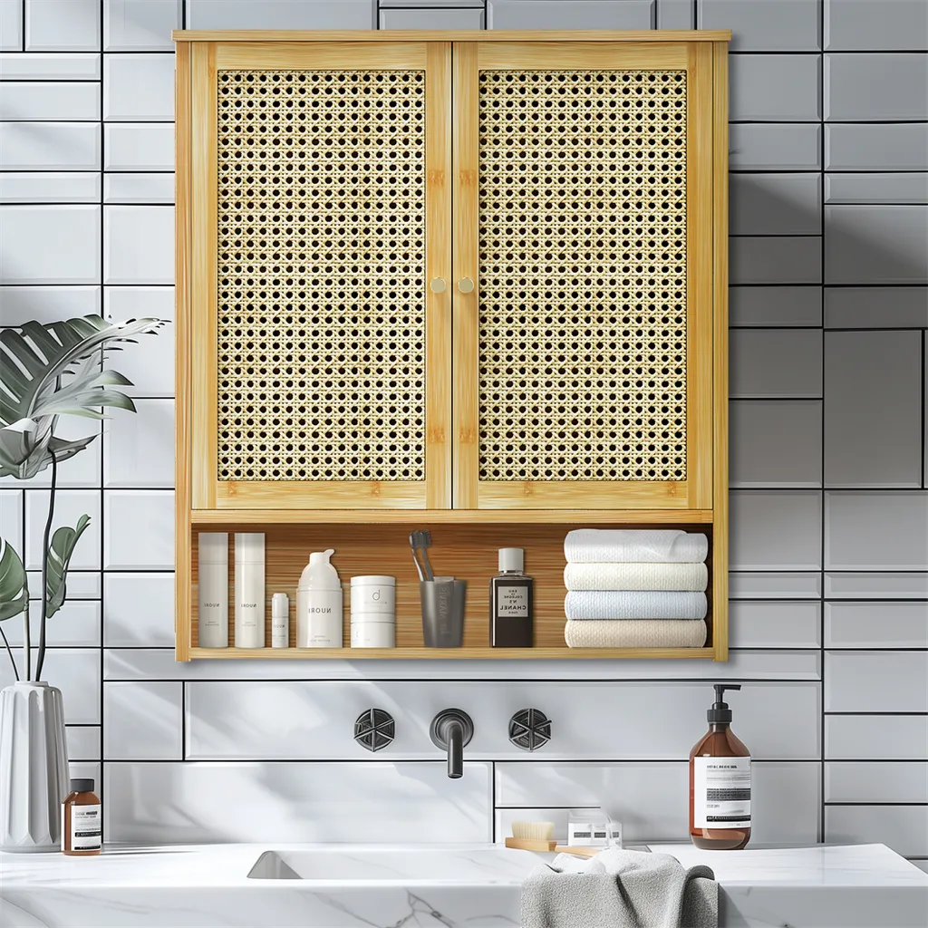 Armadietto Pensile Wisfor in Bambù: Mobile da Bagno Design Scandinavo - 5