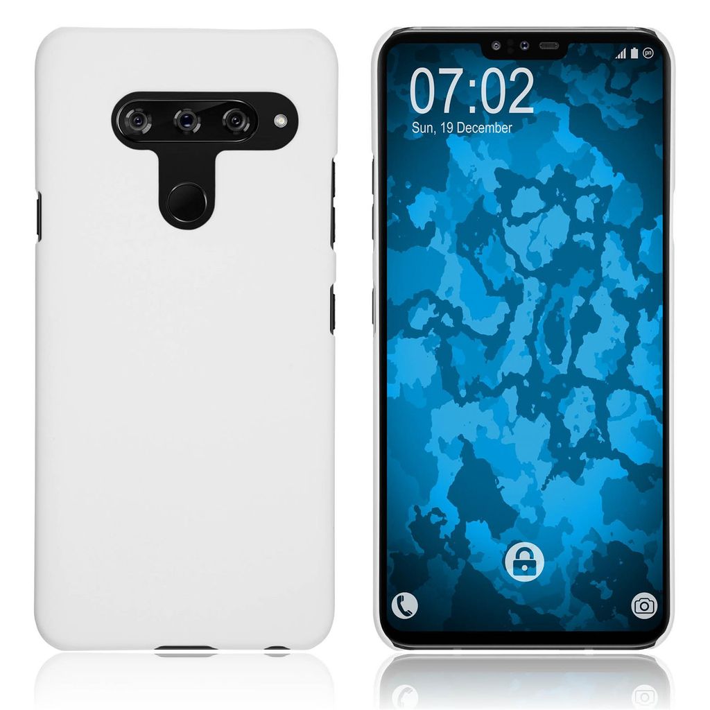 PhoneNatic Case kompatibel mit LG V40 ThinQ - Hülle weiß gummiert Hard-case Cover