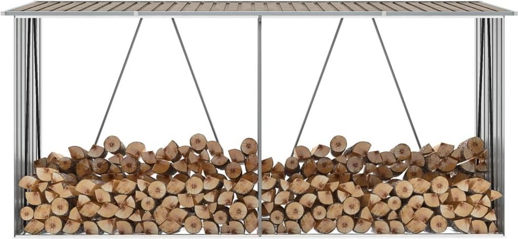 vidaXL Brennholzlager Verzinkter Stahl 330x84x152 cm Braun Produktbild 1