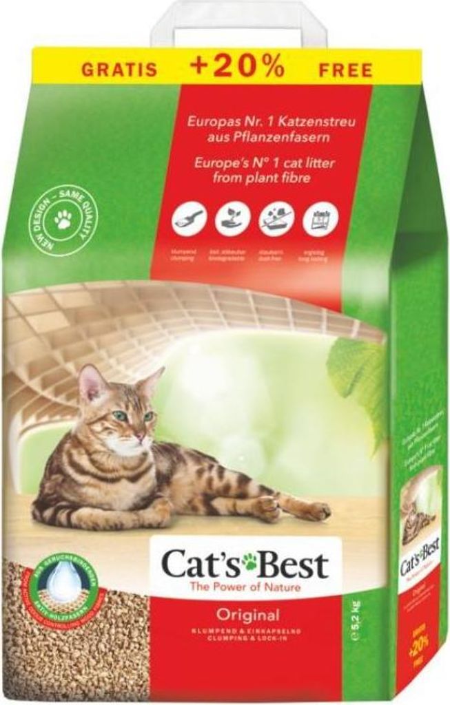 Cat's Best Original 10+2 L (5,2 kg) Bioabbaubar Katzenstreu Klumpstreu