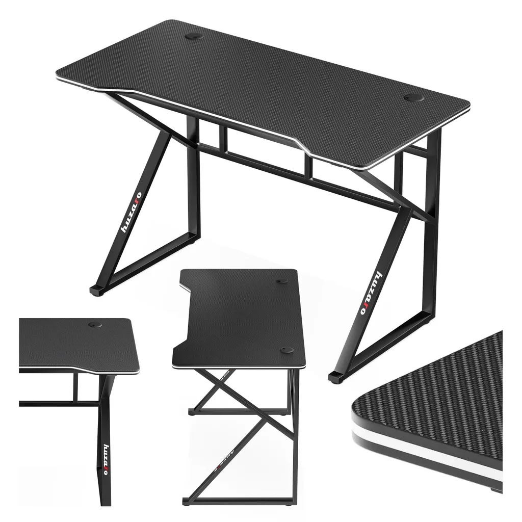 Scrivania Moderna Nera Huzaro Hero 1.6 | Arredo Gaming e Ufficio 120cm
