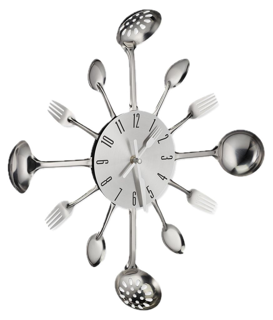 Orologio da parete Relaxdays con posate, orologio da cucina Immagine del prodotto 