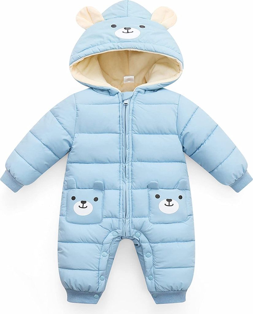 Baby Overall mit Kapuze Strampler Jungen Mädchen Winter Produktbild 
