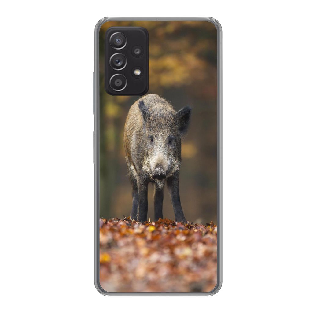 MuchoWow Handyhülle Schutzhülle Hülle für Samsung Galaxy A53 5G Wildtier - Wald - Herbst Silikon Softcase Handy Hülle - Schutzabdeckung