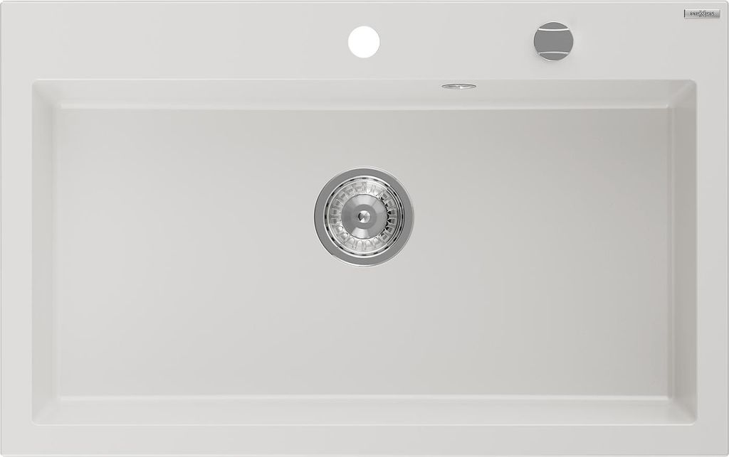 Mexen Elix Granitspüle 1-Becken 800 x 500 mm, weiß, Siphon Produktbild 