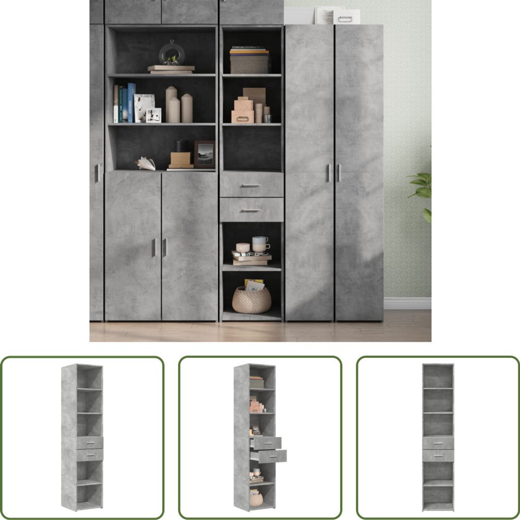The Living Store Highboard Betongrau 40x42,5x185 cm Holzwerkstoff