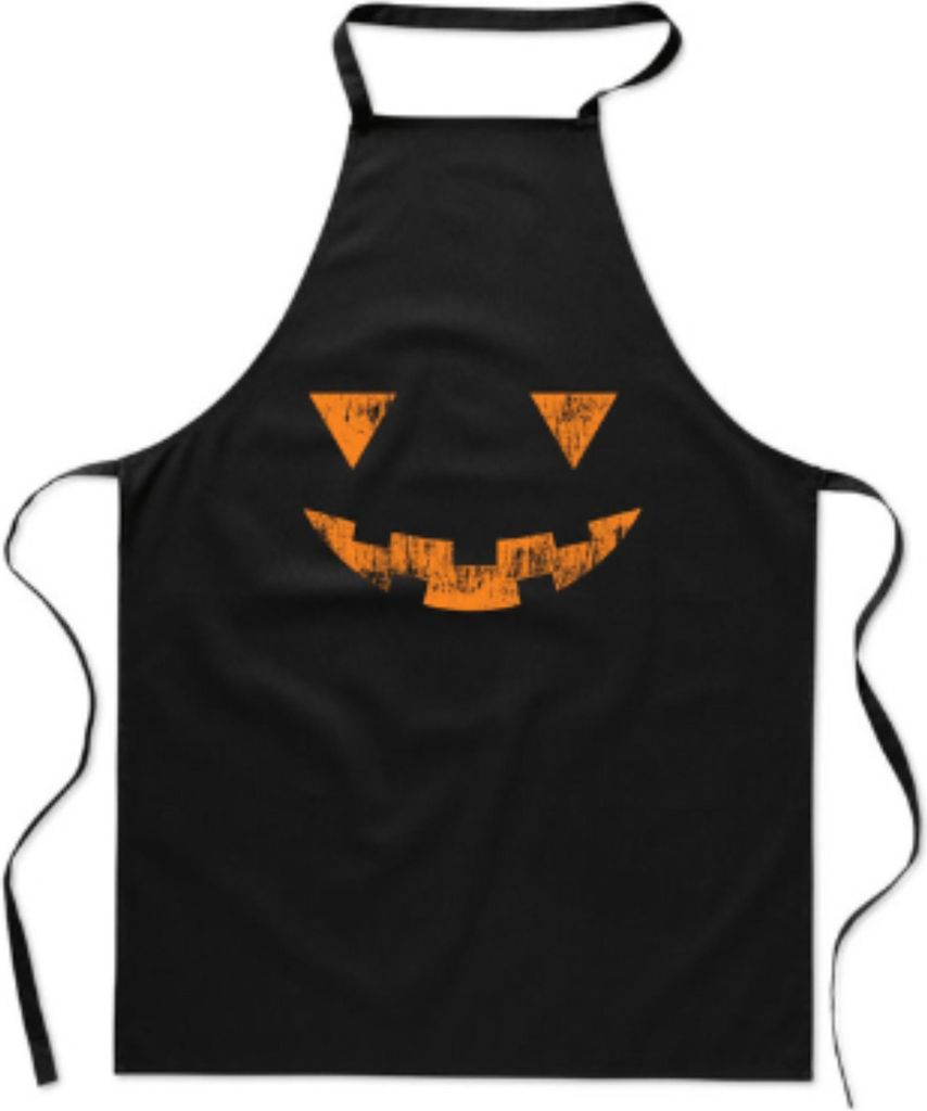 Küchenschürze mit Halloween-Aufdruck, gruseliges, lustiges Kürbislächeln