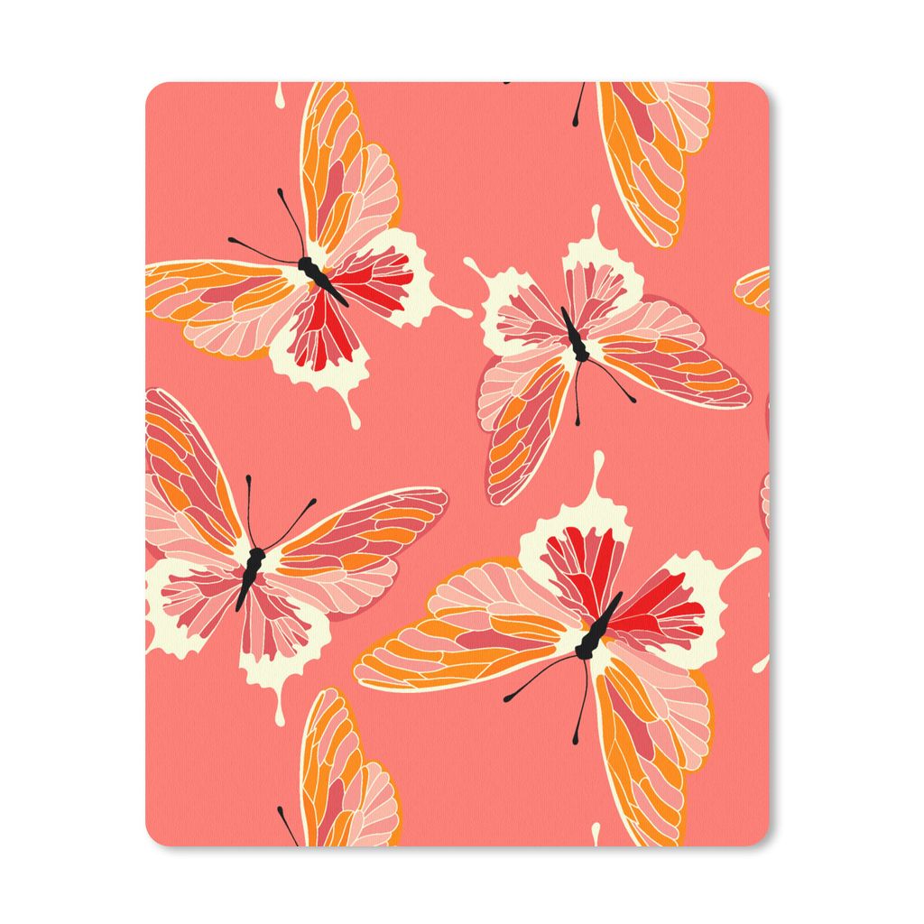 MuchoWow Mauspad Mousepad Schmetterlinge - Muster - Rosa 19x23 cm - Mousepads - Maus Mat - Pad - Mausunterlage - Mauspads - Spielen