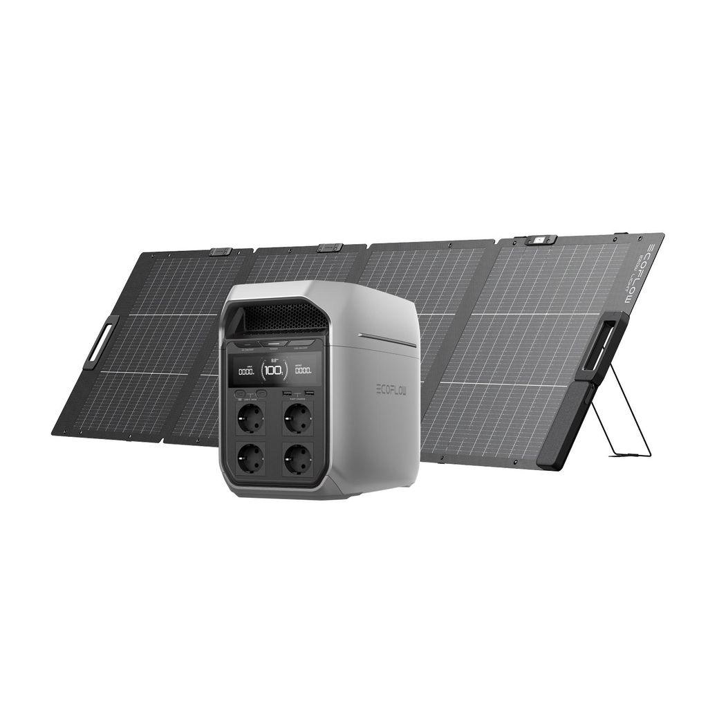 ECOFLOW DELTA 3 Plus Tragbare Powerstation 1 024 Wh mit 220 W Solarpanel, 1 000 W Solareingang, LiFePO4 Batterie, Solargenerator für Notstrom, Cam...