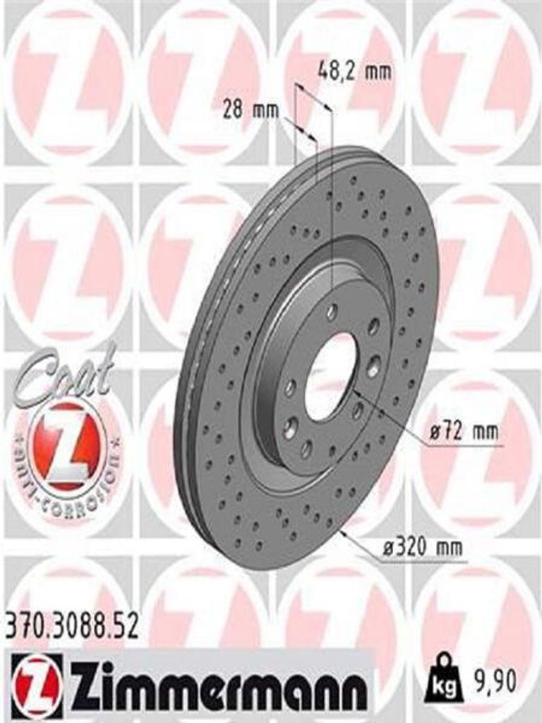 2x ZIMMERMANN Bremsscheibe 370.3088.52 für MAZDA CX-7 (ER) Produktbild 