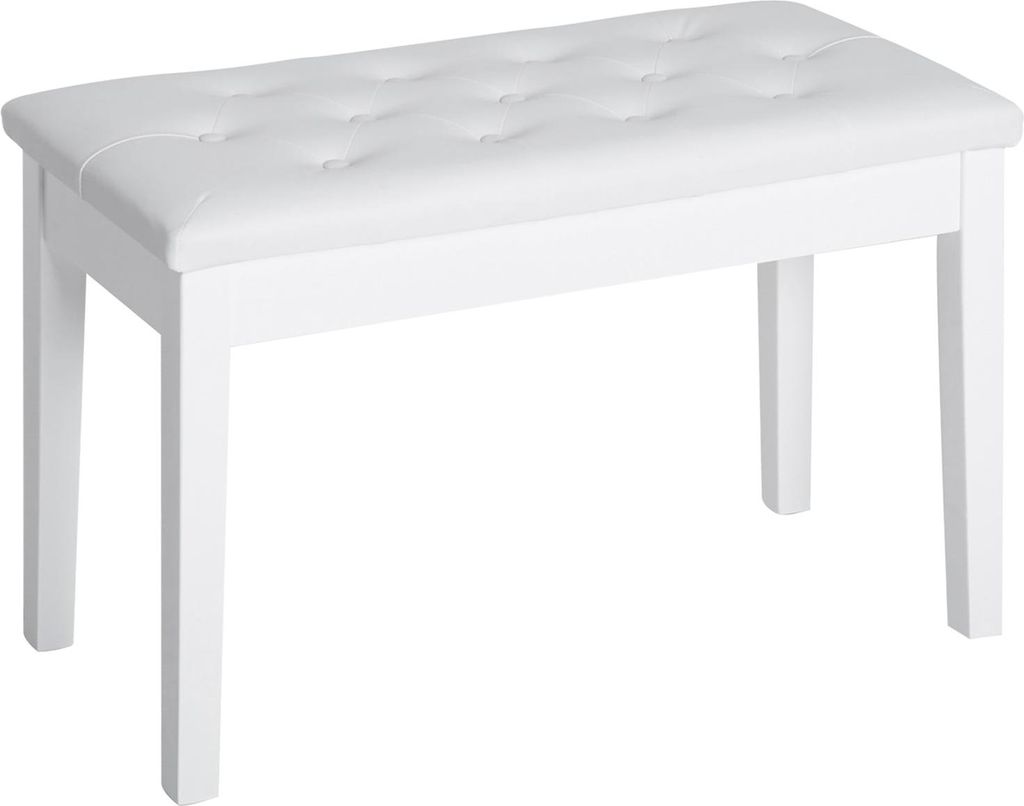 Klavierhocker Klavierbank Traditionellen Landhausstil Kosmetischer Hocker Stauraum Gummiholz Kunstleder Weiß 76 X 36 X 50 Cm