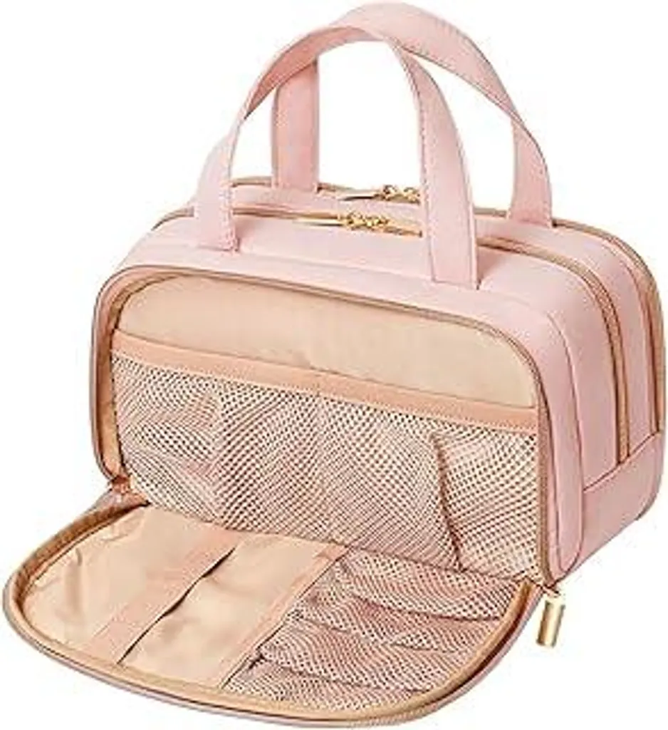 Lifewit Borsa da viaggio da donna, borsa da toilette idrorepellente da 5 litri con scomparto impermeabile, borsa da trucco portatile, organizer per cosmetici, accessori, shampoo, articoli da bagno, uso quotidiano, rosa