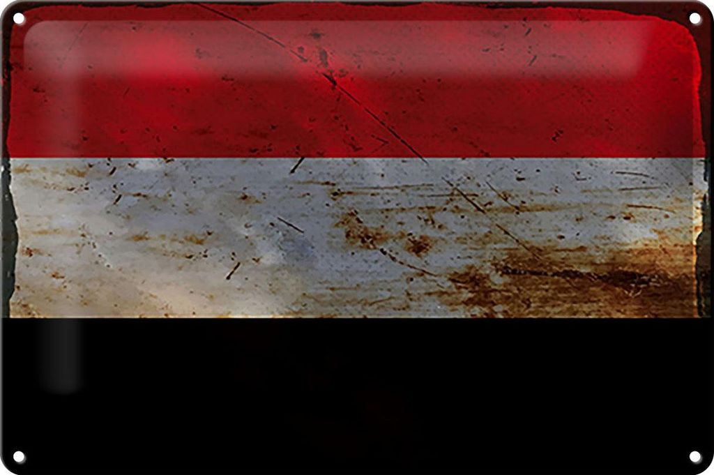 Blechschild Flagge Jemen 30x20cm Flag of Yemen Rost