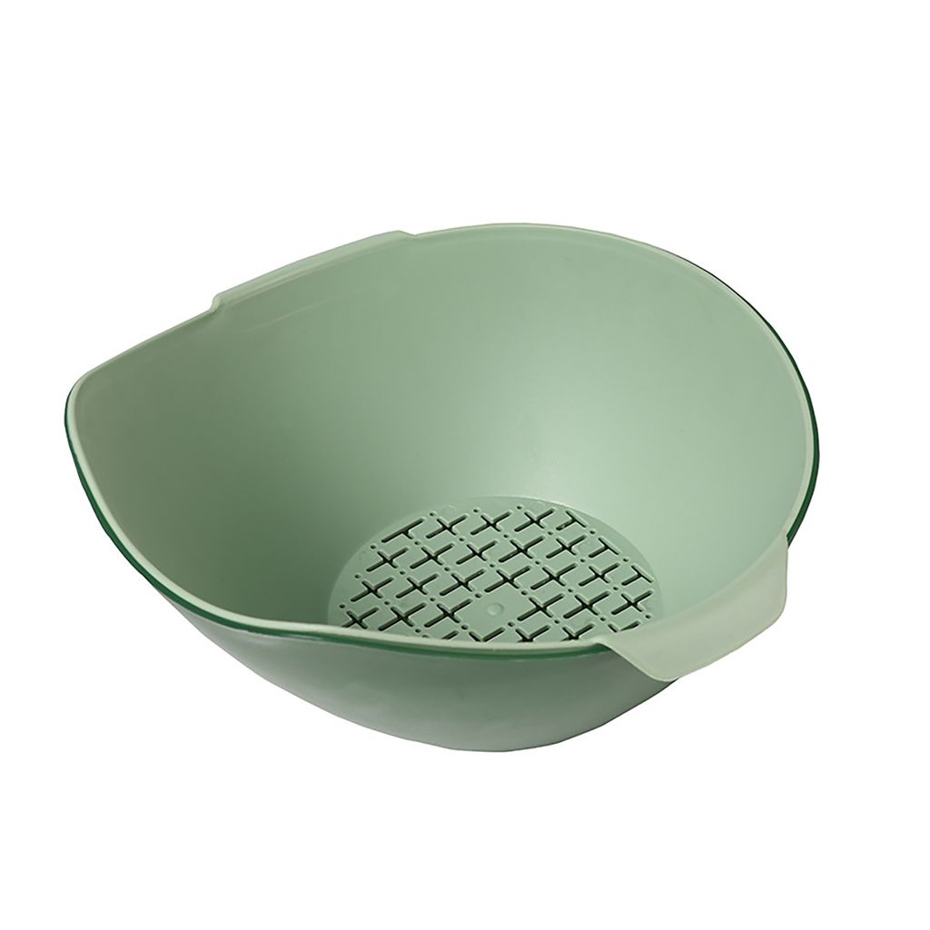 Obsthalter Hollow Design Multipurpose PP Doppelwaschabflusskorb Schüssel für Zuhause-Grün
