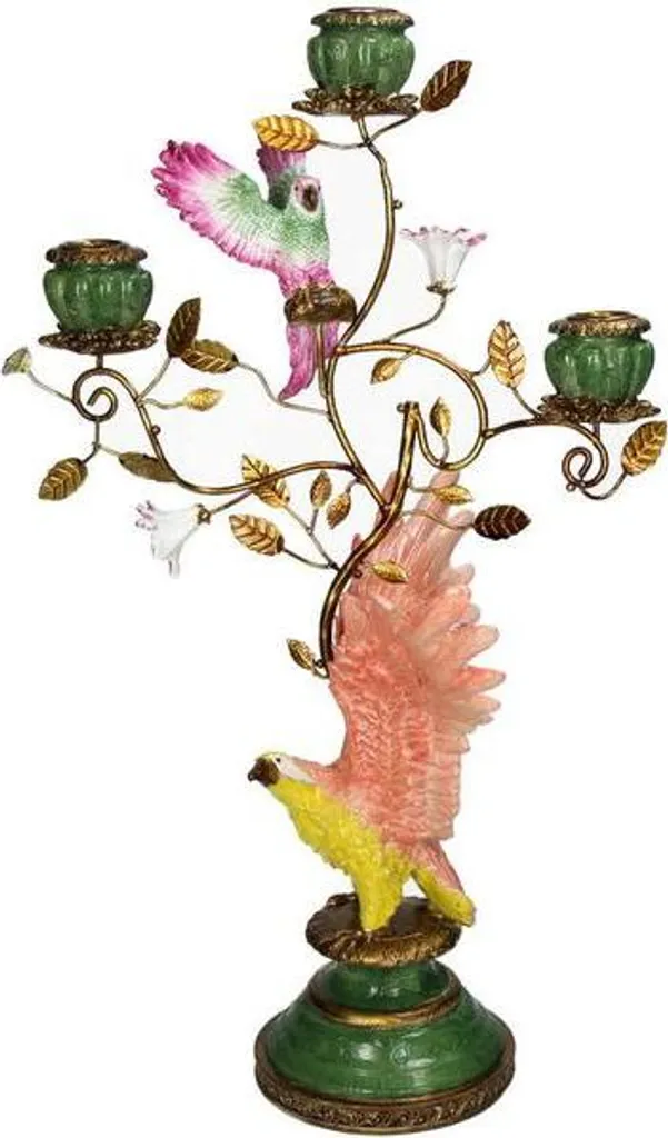 Chandelier Aigle Multicolore 3 bougies en polyrésine - 27,5x19,5x46 cm