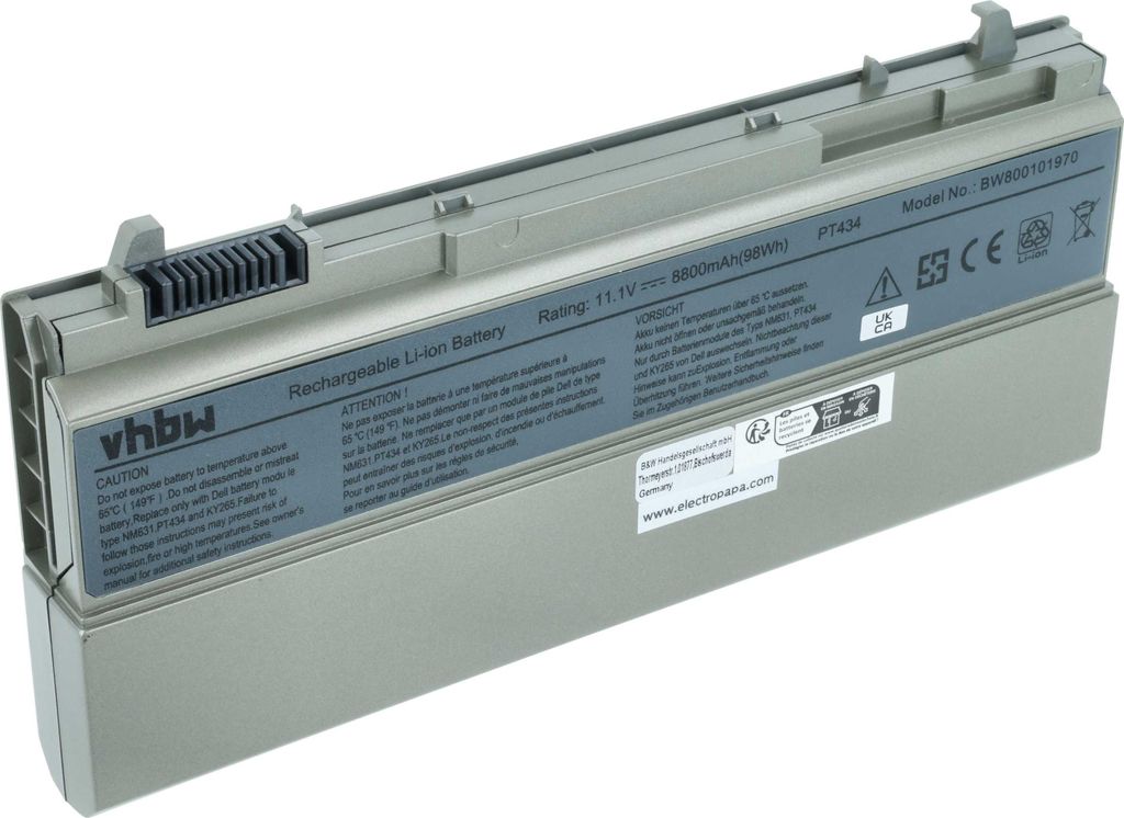 vhbw Akku kompatibel mit Dell Latitude E6510, E6400 ATG, 6400 ATG, E6410, E6410 ATG, E6400 XFR, E6500, E6400 Notebook (8800 mAh, 11,1 V, Li-Ion)